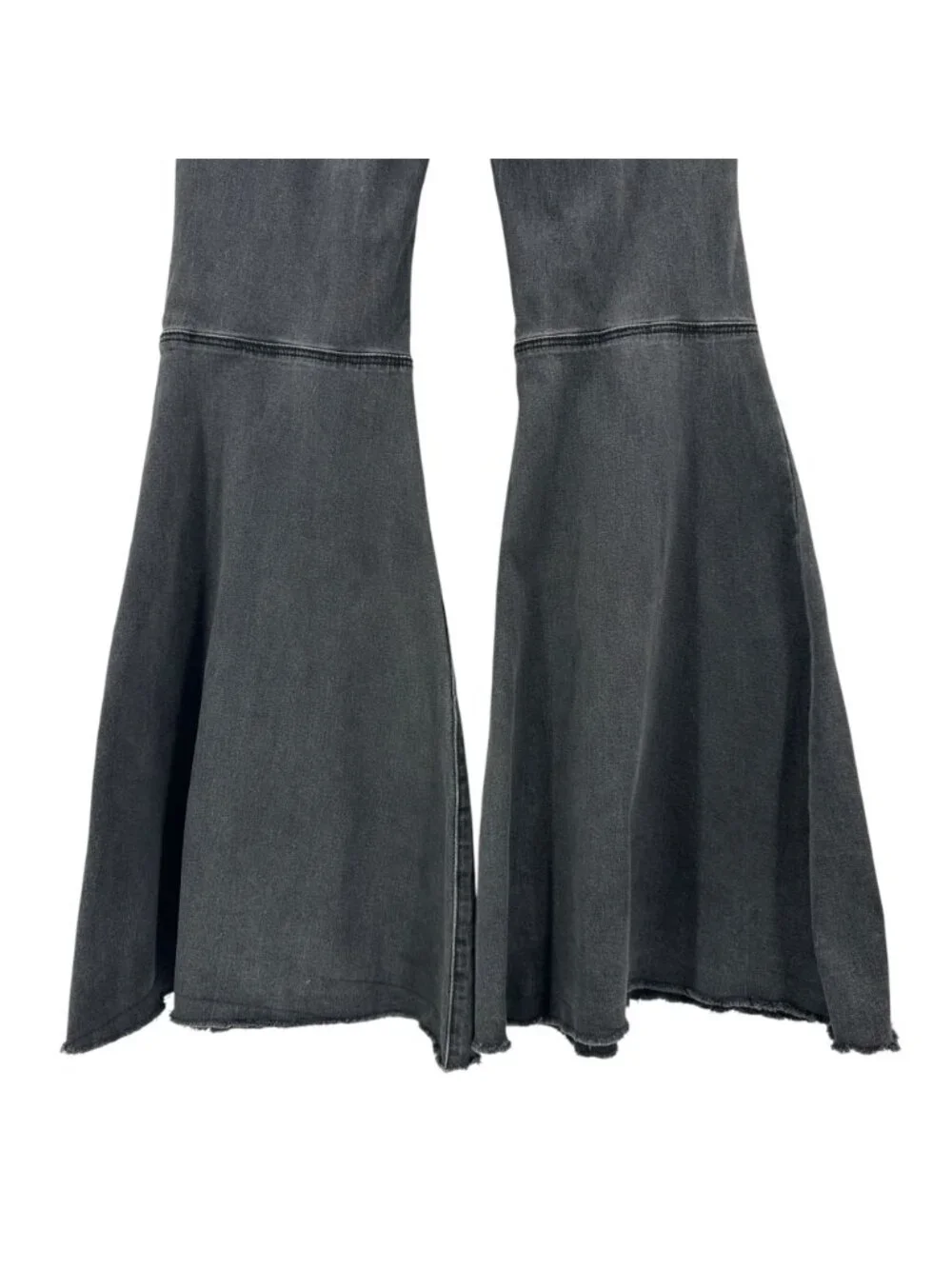 Free People Womens 29 Jeans We The Free Float On Flare Distressed Black Raw Hem